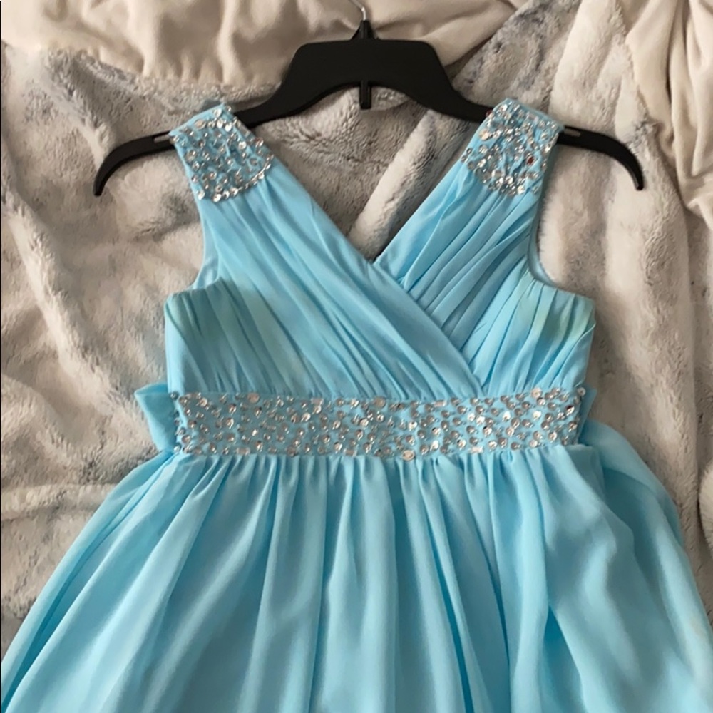 Long blue dress with sequins